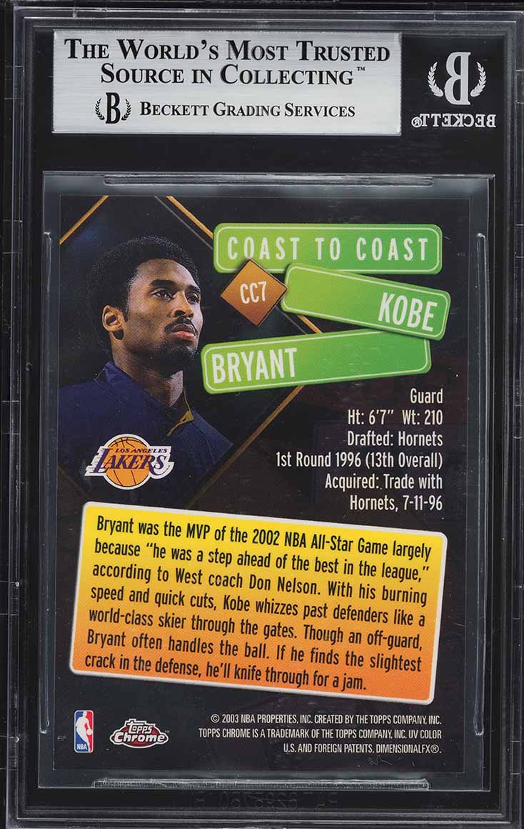 2002 Topps Chrome Coast To Coast Kobe Bryant #CC7 BGS 9 MINT