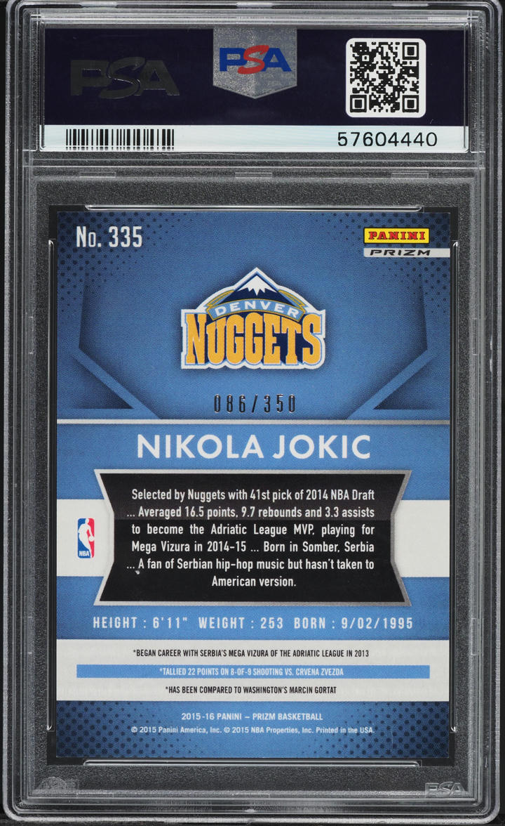 2015 Panini Prizm Ruby Wave Nikola Jokic ROOKIE /350 #335 PSA 10 GEM MINT