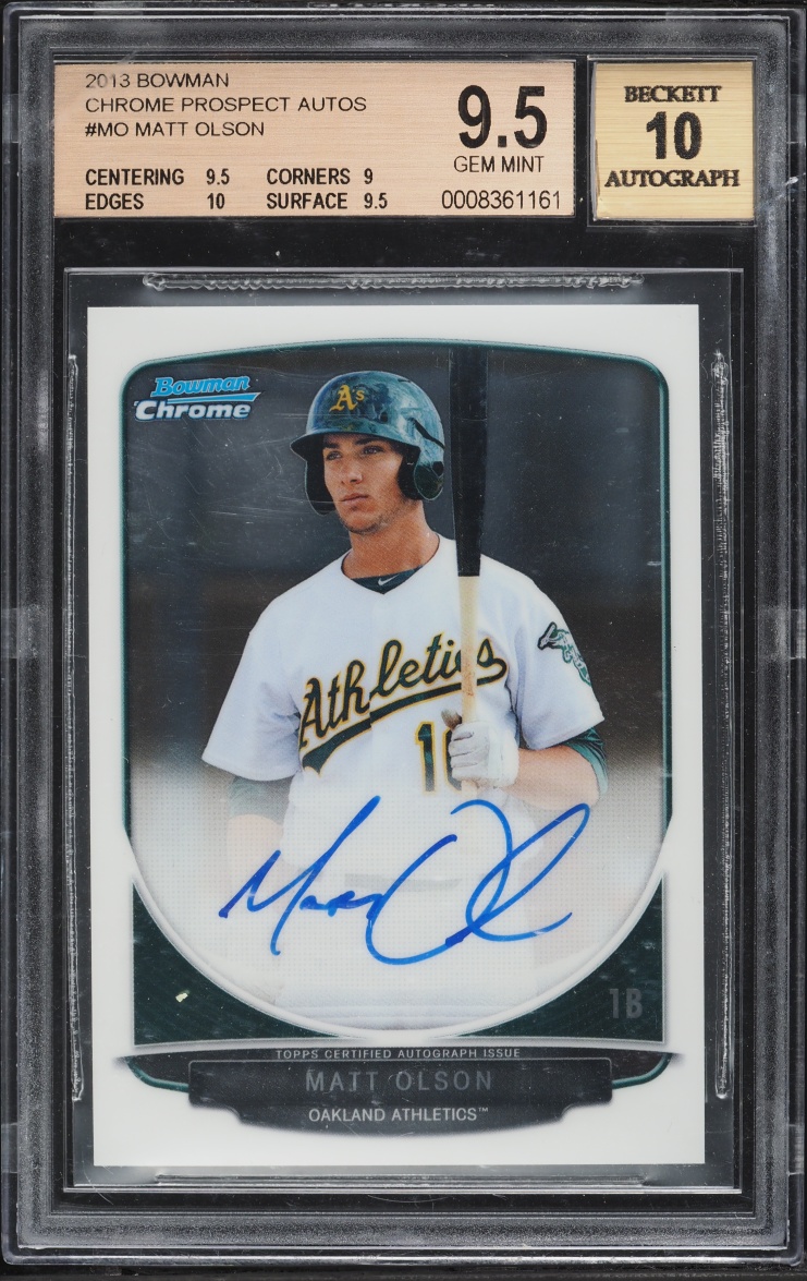 2013 Bowman Chrome Matt Olson PROSPECT AUTO #BCP-MO BGS 9.5 GEM MINT