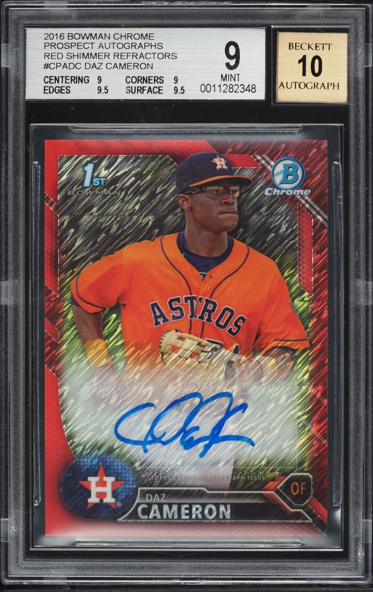 2016 Bowman Chrome Red Shimmer Refractor Daz Cameron PROSPECT AUTO 10/10 #CPADC BGS 9 MINT