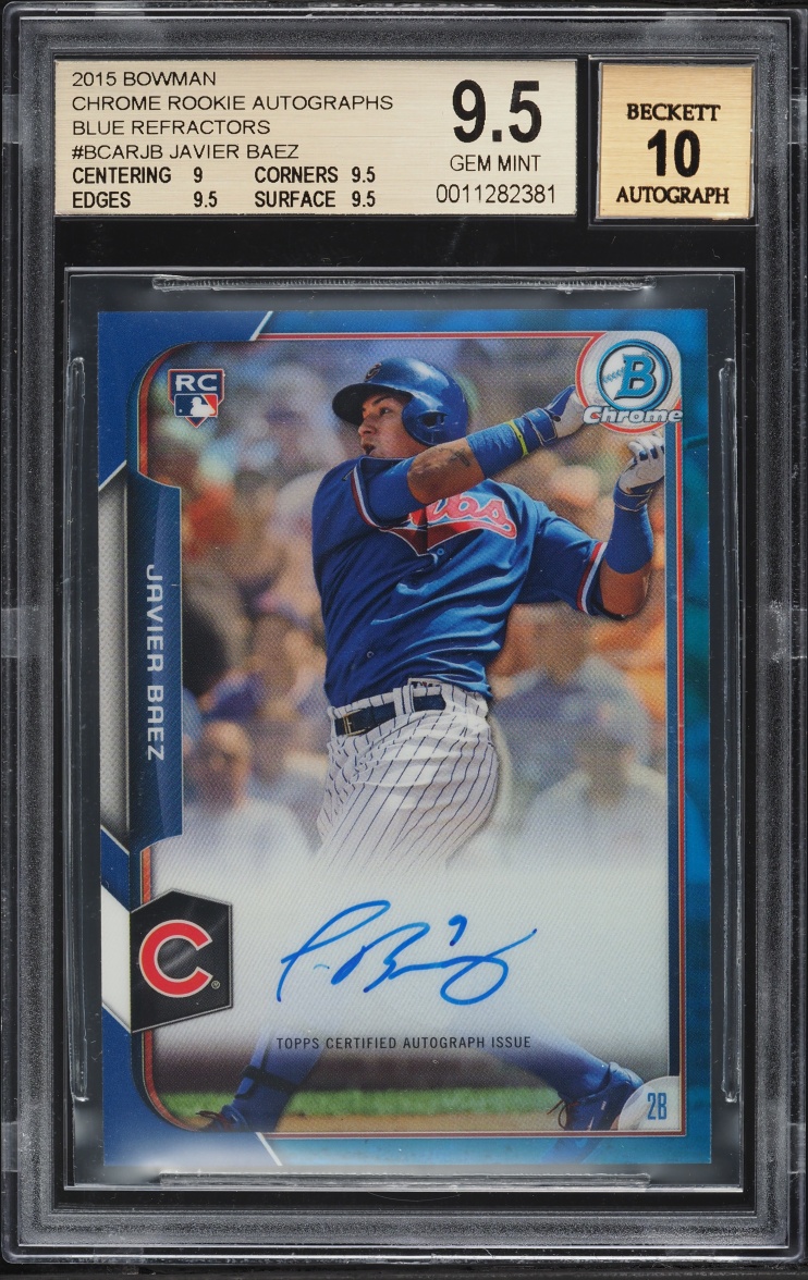 2015 Bowman Chrome Blue Refractor Javier Baez ROOKIE AUTO /150 #BCAR-JB BGS 9.5 GEM MINT