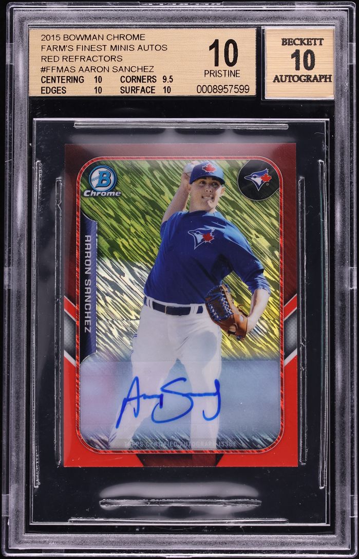 2015 Bowman Chrome Farm's Finest Minis Red Ref Aaron Sanchez PROSPECT AUTO /5 BGS 10 PRISTINE