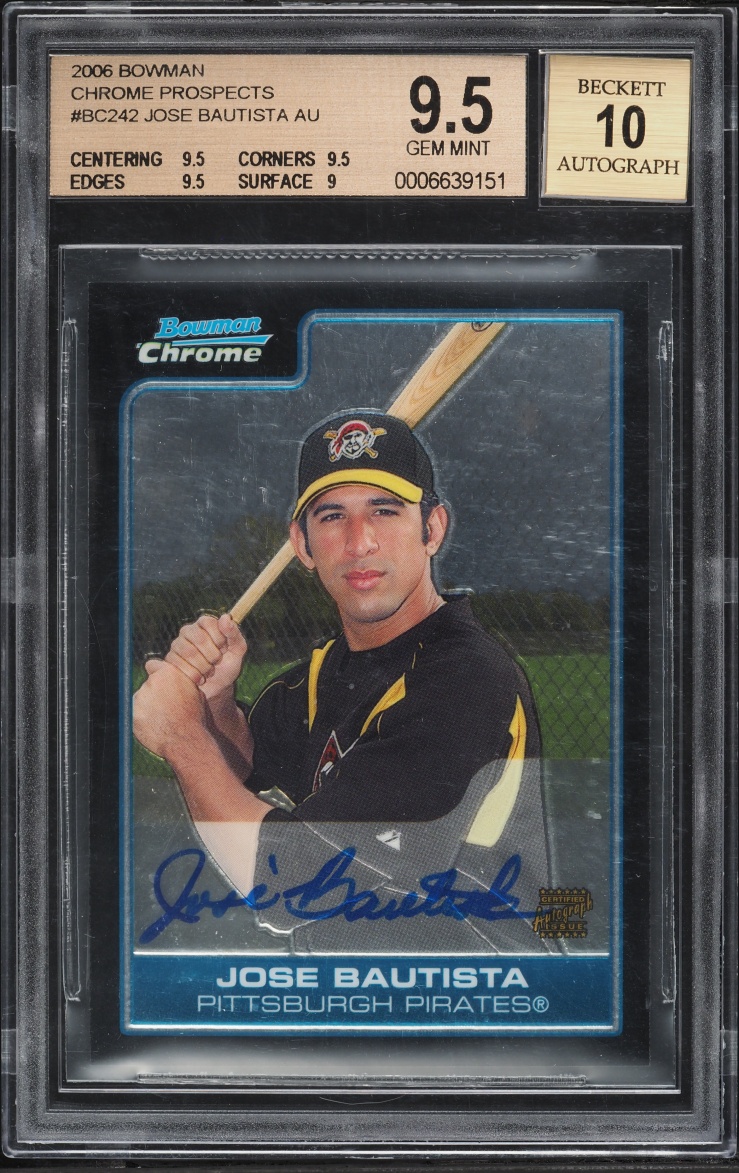 2006 Bowman Chrome Jose Bautista PROSPECT AUTO #BC242 BGS 9.5 GEM MINT