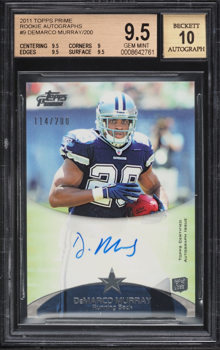 2011 Topps Prime Demarco Murray ROOKIE AUTO /200 #9 BGS 9.5 GEM MINT