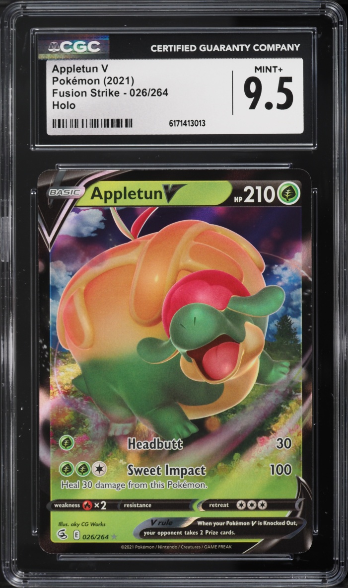 2021 Pokemon Sword & Shield Fusion Strike Holo Appletun V #26 CGC 9.5 MINT+