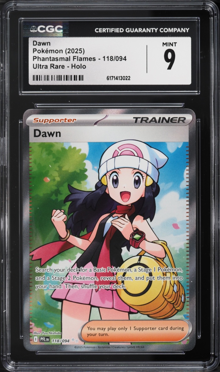 2025 Pokemon Mega Evolution Phantasmal Flames Full Art Dawn #118 CGC 9 MINT