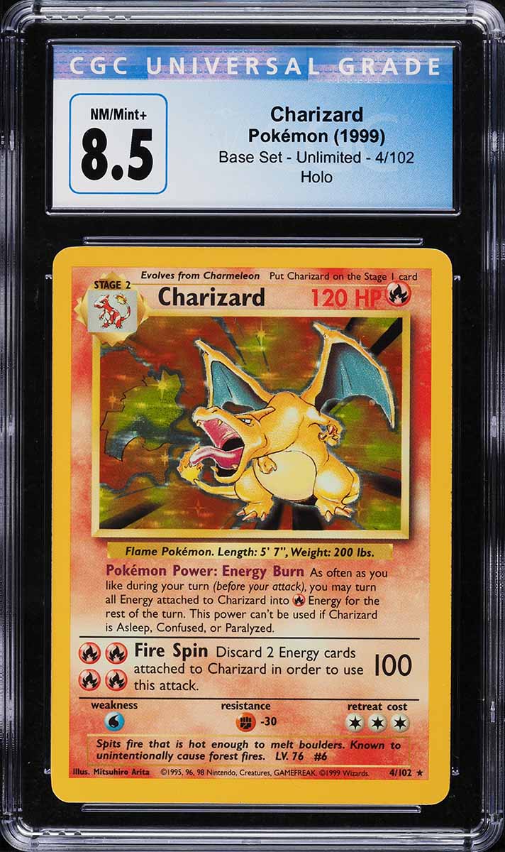 1999 Pokemon Base Set Holo Charizard #4 CGC 8.5 NM-MT+