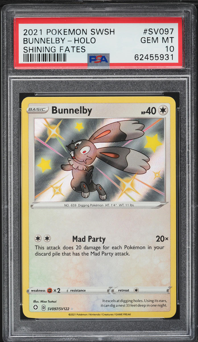 2021 Pokemon Sword & Shield Shining Fates Holo Bunnelby #SV97 PSA 10 GEM MINT