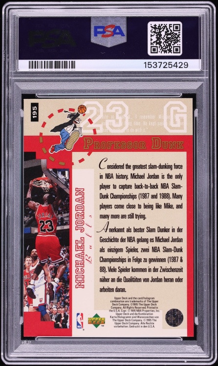 1995 Collector's Choice International German I Michael Jordan #195 PSA 10 GEM MINT