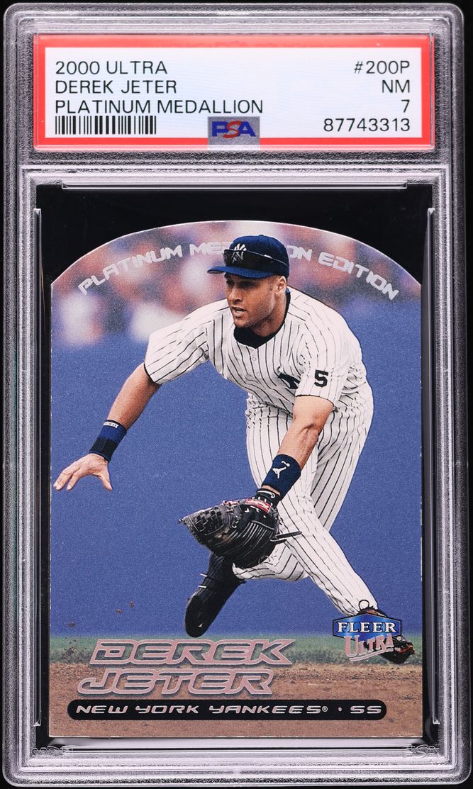 2000 Ultra Platinum Medallion Die-Cut Derek Jeter JERSEY # 2/50 #200P PSA 7 NRMT