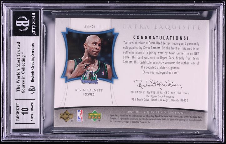 2004 Exquisite Collection Extra Kevin Garnett PATCH AUTO /5 #AEE-KG BGS 9 MINT