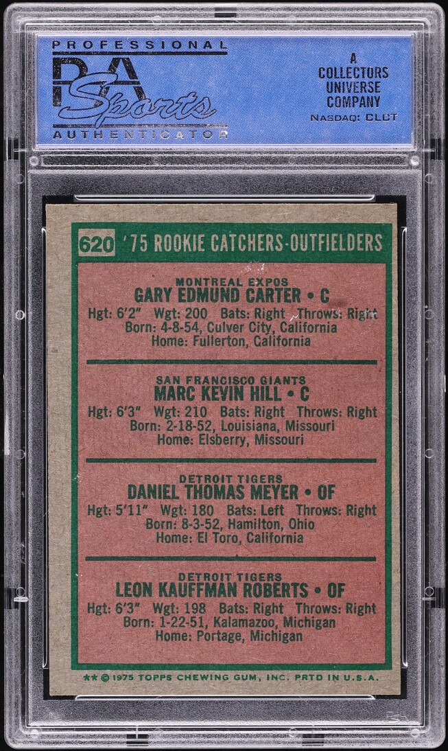 1975 Topps Gary Carter Marc Hill Danny Meyer Leon Roberts ROOKIE #620 PSA 7 NRMT