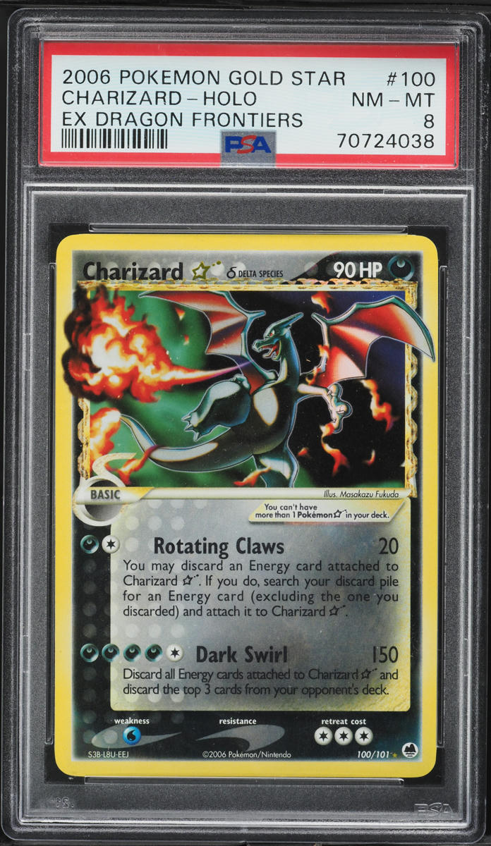 2006 Pokemon EX Dragon Frontiers Holo Charizard Gold Star #100 PSA 8 NM-MT