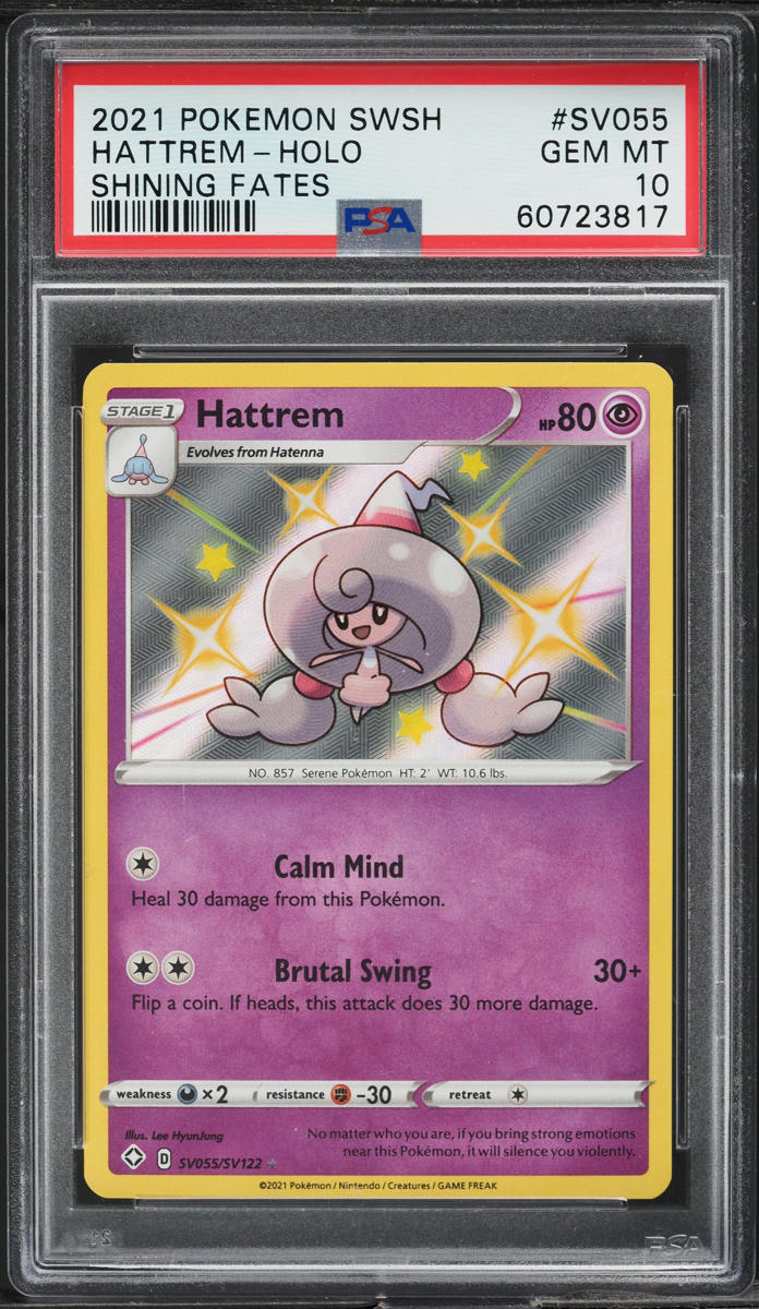 2021 Pokemon Sword & Shield Shining Fates Shiny Hattrem #SV55 PSA 10 GEM MINT