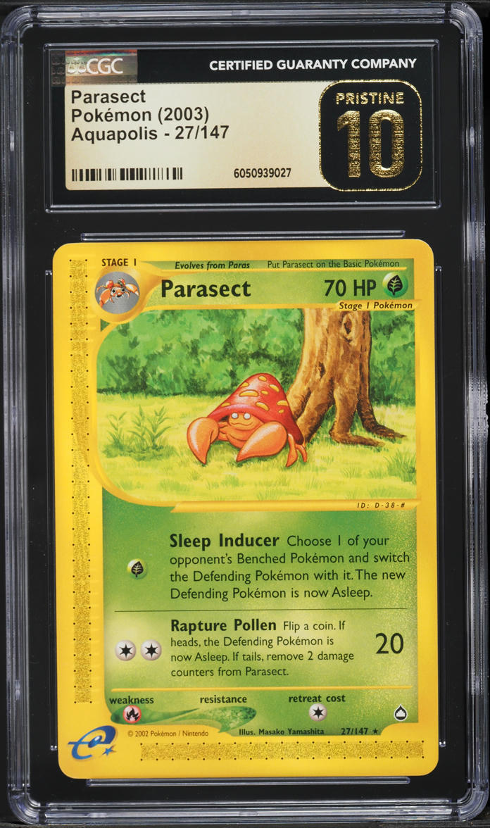 2003 Pokemon Aquapolis Parasect #27 CGC 10 PRISTINE