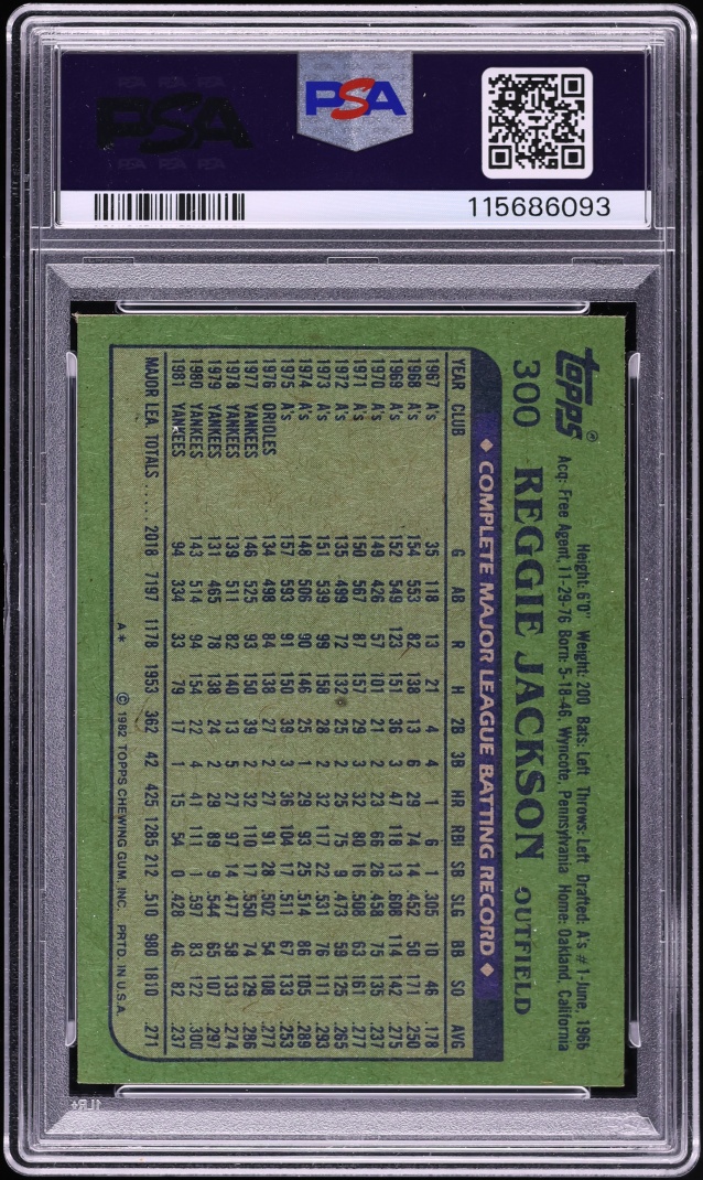1982 Topps Reggie Jackson #300 PSA 8 NM-MT