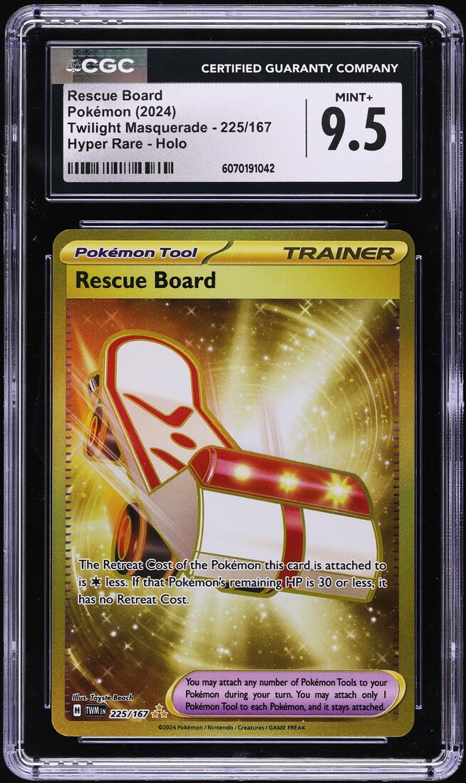 2024 Pokemon SV Twilight Masquerade Gold Rare Rescue Board #225 CGC 9.5 MINT+