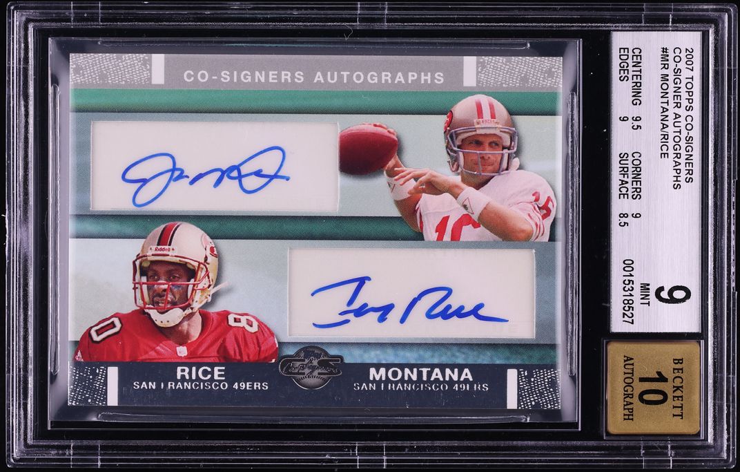2007 Topps Co-Signers Joe Montana Jerry Rice AUTO #MR BGS 9 MINT