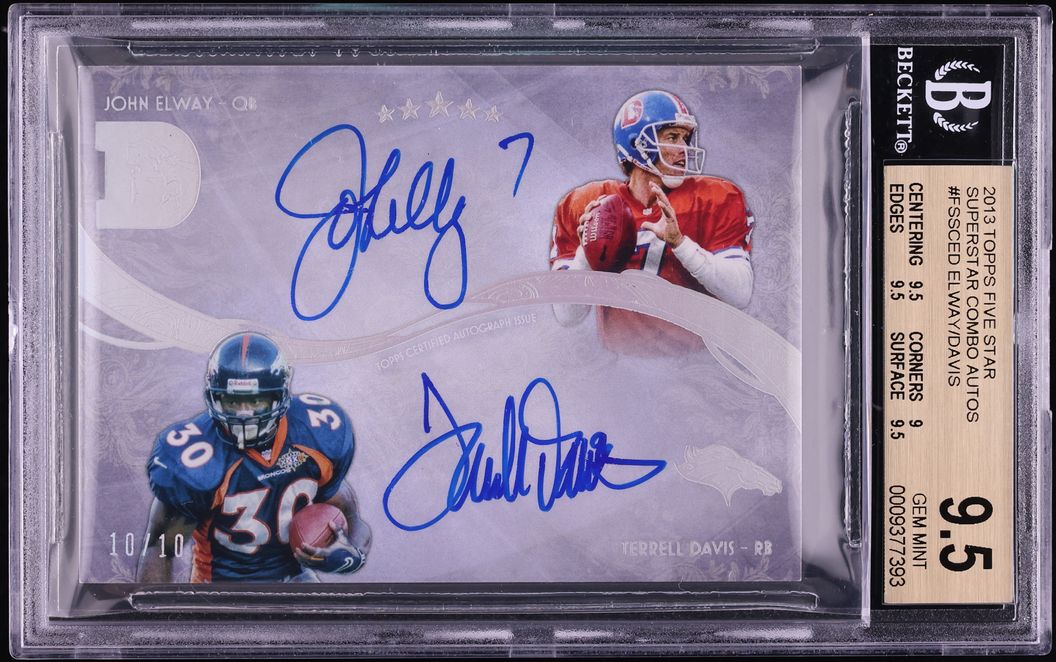 2013 Topps Five Star Superstar Combo John Elway Terrell Davis AUTO 10/10 BGS 9.5 GEM MINT