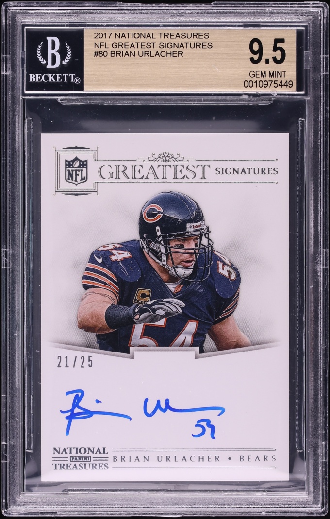 2017 National Treasures NFL Greatest Signatures Brian Urlacher AUTO /25 #80 BGS 9.5 GEM MINT