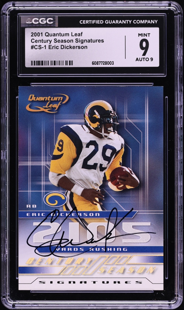 2001 Quantum Leaf Century Season Signatures Eric Dickerson AUTO /21 #CS-1 CGC 9 MINT