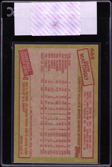 1985 Topps Don Mattingly #665 CGC AUTH