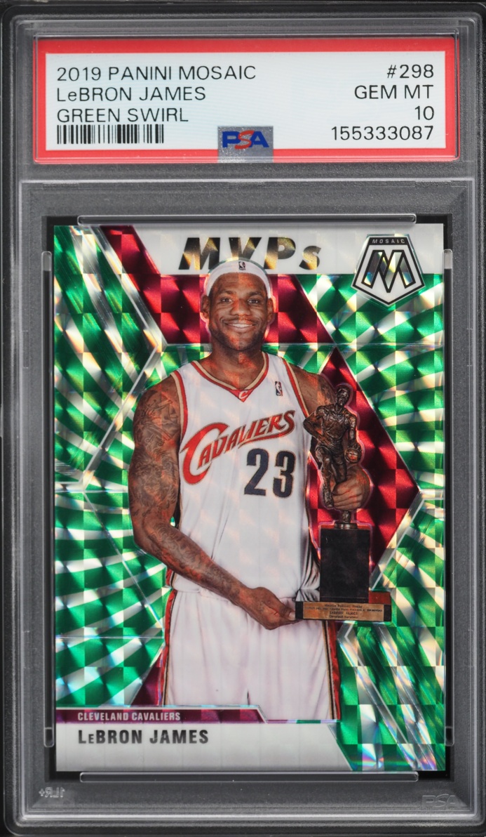 2019 Panini Mosaic Green Swirl LeBron James 1/10 #298 PSA 10 GEM MINT