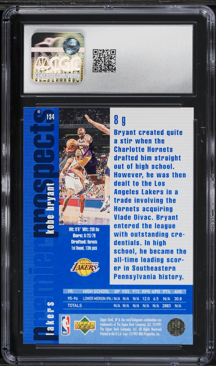 1996 SP Basketball Kobe Bryant ROOKIE #134 CGC 9.5 MINT+