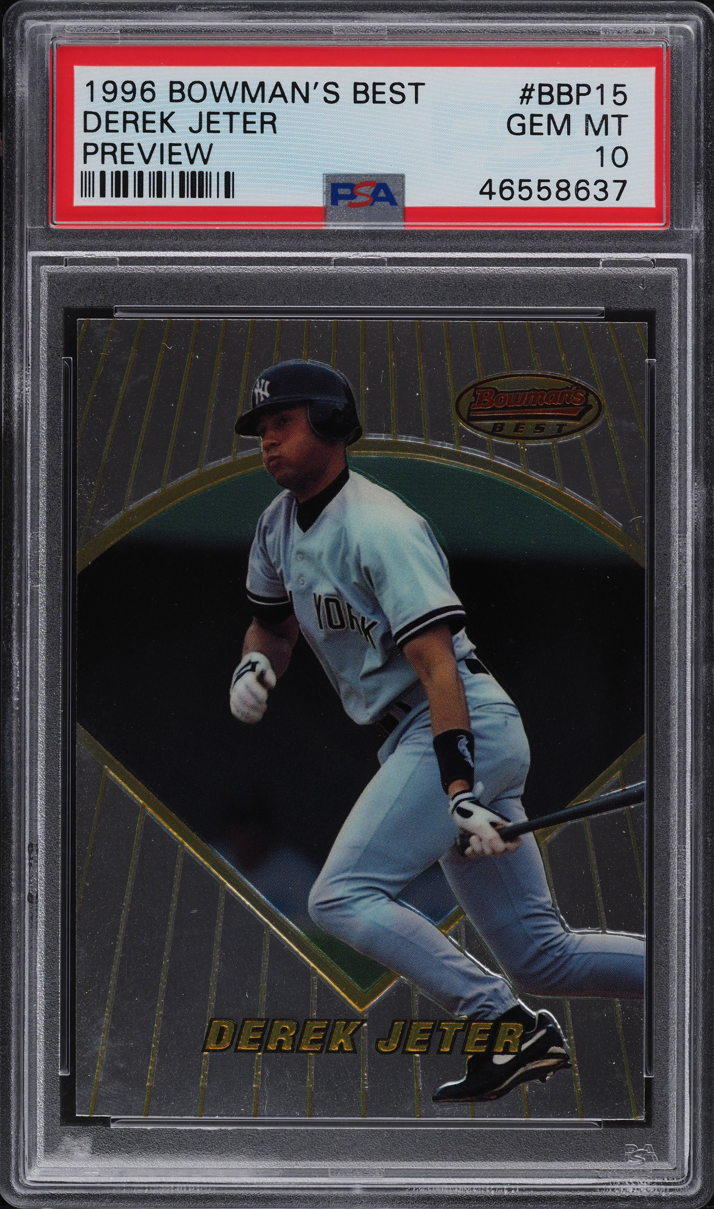 その他 DEREK JETER 1999 BOWMAN CHROME REFRACTOR 1999 Bowman Chrome Refractor #290 Derek Jeter PSA 10 Gem Low