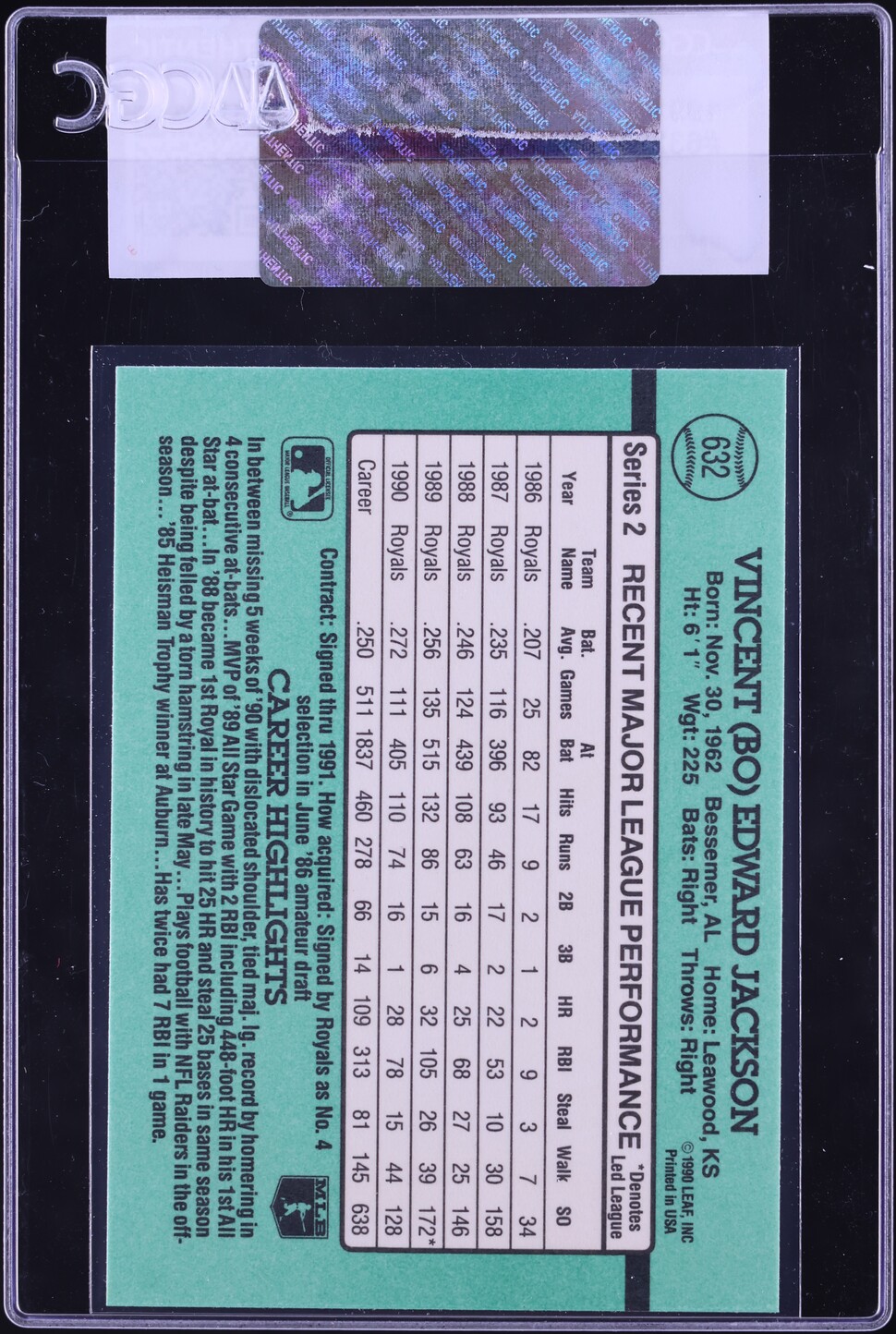 1991 Donruss Bo Jackson #632 CGC AUTH
