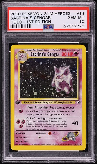 2000 Pokemon Gym Heroes 1st Edition Holo Sabrina's Gengar #14 PSA 10 GEM MINT