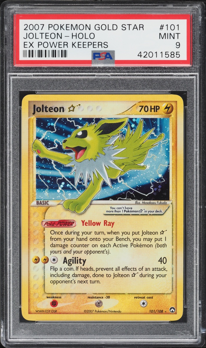 2007 Pokemon EX Power Keepers Holo Jolteon Gold Star #101 PSA 9 MINT