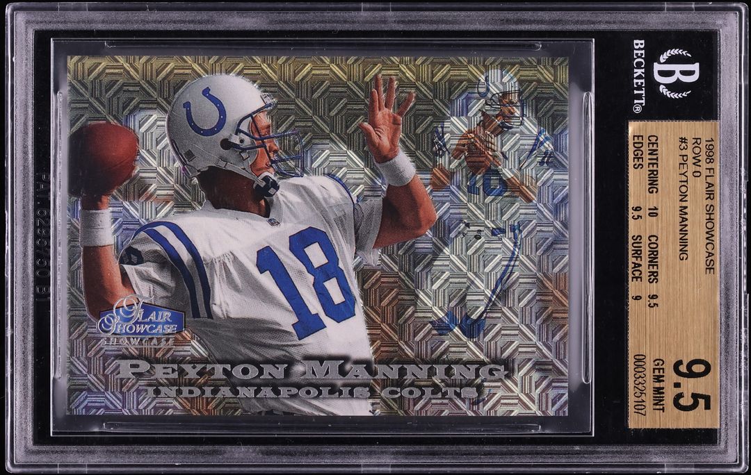 1998 Flair Showcase Row 0 Peyton Manning ROOKIE /250 #3 BGS 9.5 GEM MINT - Photo 1