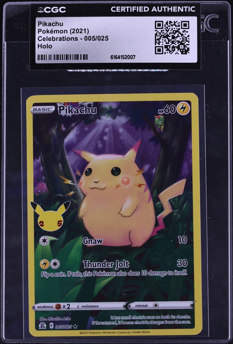 2021 Pokemon Sword & Shield Celebrations Full Art Pikachu #5 CGC AUTH