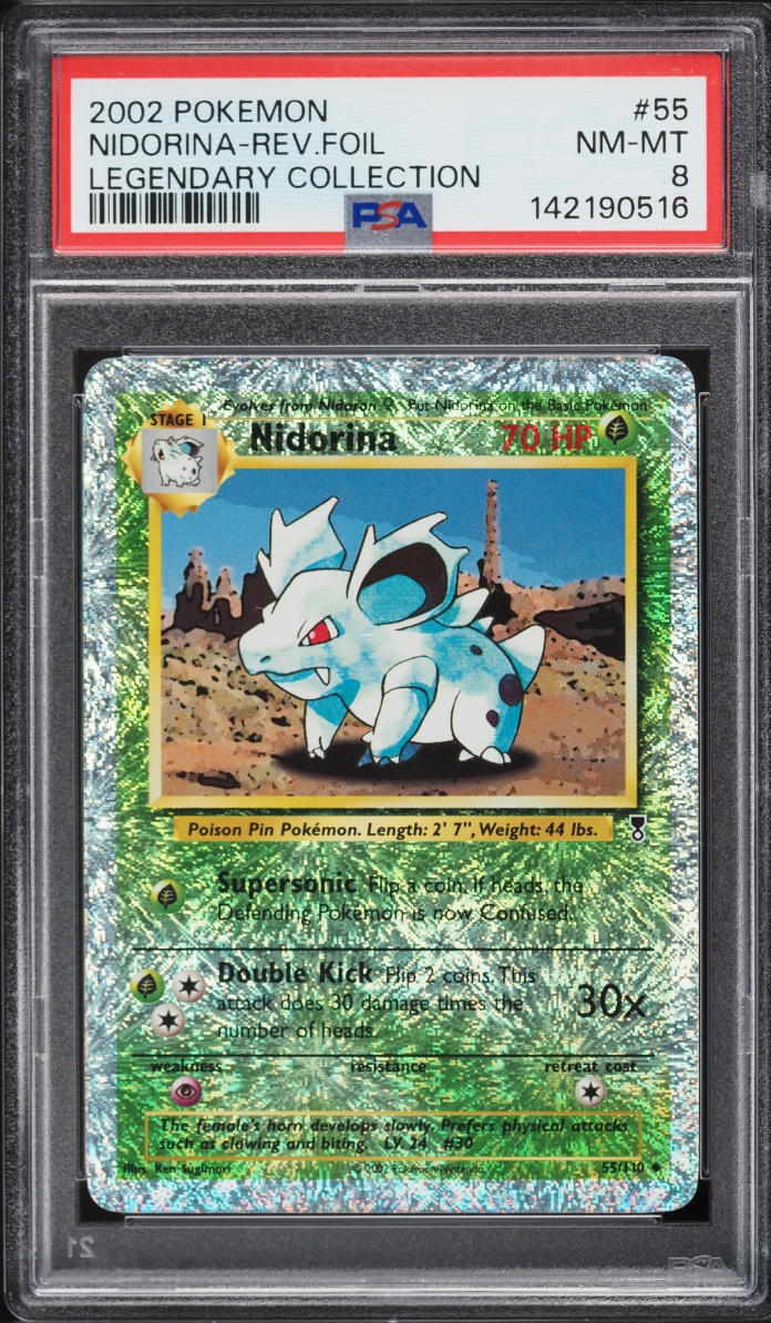 2002 Pokemon Legendary Collection Reverse Holo Nidorina #55 PSA 8 NM-MT