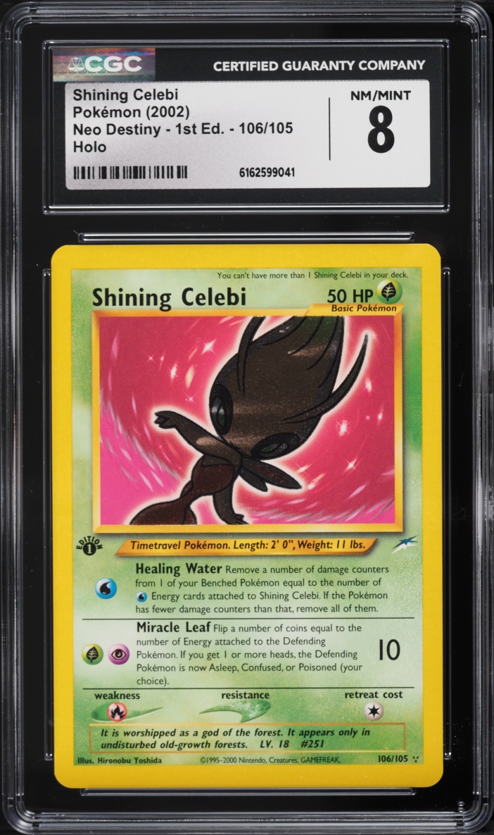 2002 Pokemon Neo Destiny 1st Edition Holo Shining Celebi #106 CGC 8 NM-MT