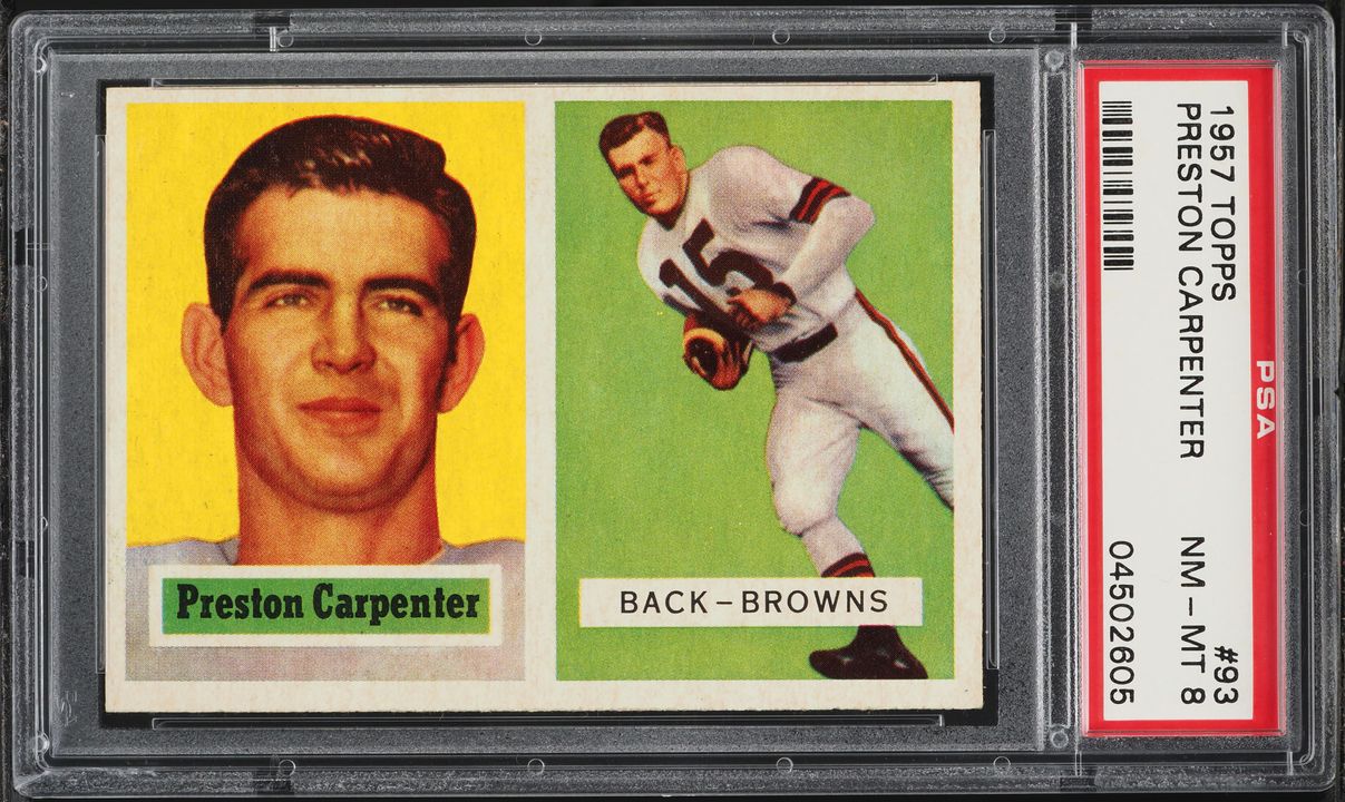 1957 Topps Football Preston Carpenter #93 PSA 8 NM-MT