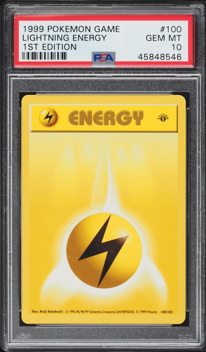 1999 Pokemon Base Set Shadowless 1st Edition Lightning Energy #100 PSA 10 GEM MT