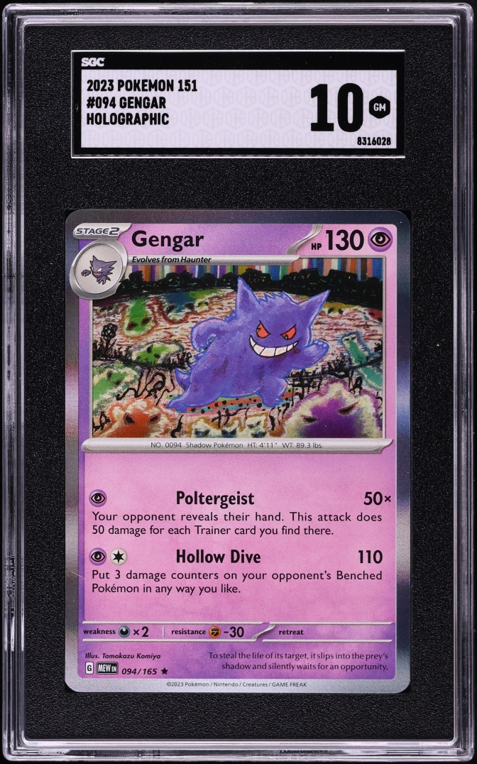 2023 Pokemon Scarlet & Violet 151 Holo Gengar #094 SGC 10 GEM MINT