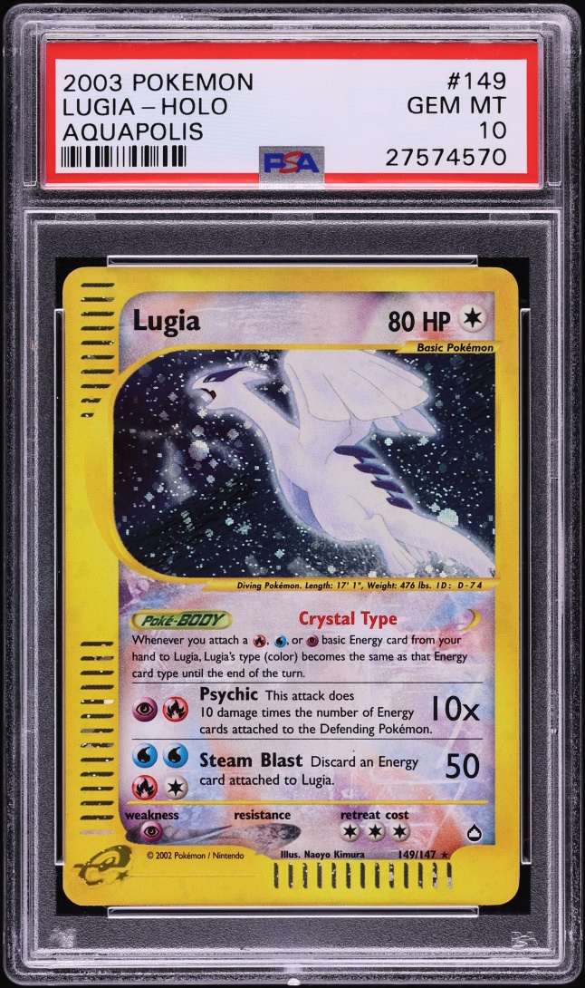 2003 Pokemon Aquapolis Holo Crystal Lugia #149 PSA 10 GEM MINT