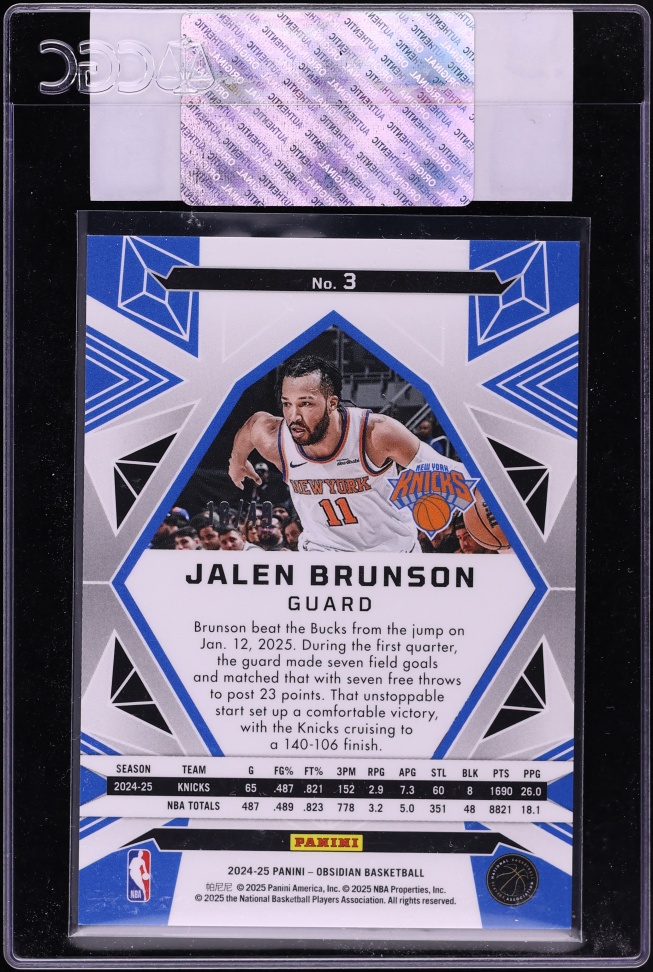 2024 Panini Obsidian Electric Etch Fire & Ice Jalen Brunson /49 #3 CGC AUTH