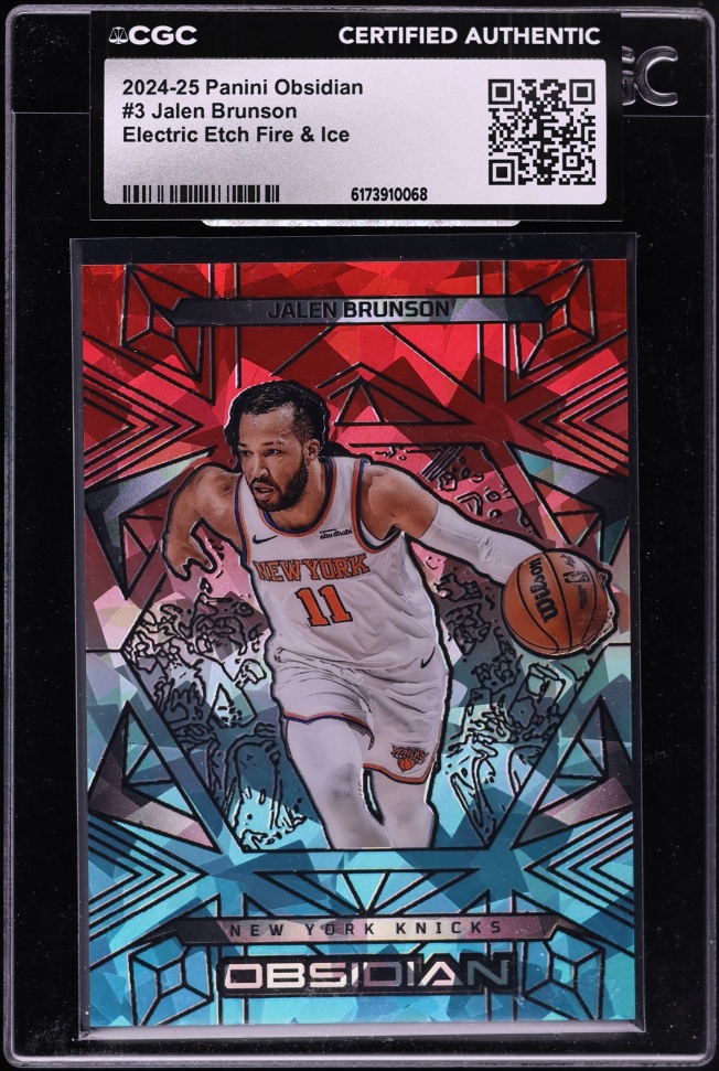 2024 Panini Obsidian Electric Etch Fire & Ice Jalen Brunson /49 #3 CGC AUTH