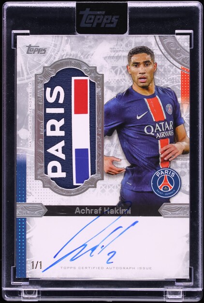 Carte Topps Exhibition PSG 2024 - Hakimi Édition Limitée /5 - #5 - Football Paris Saint-Germain