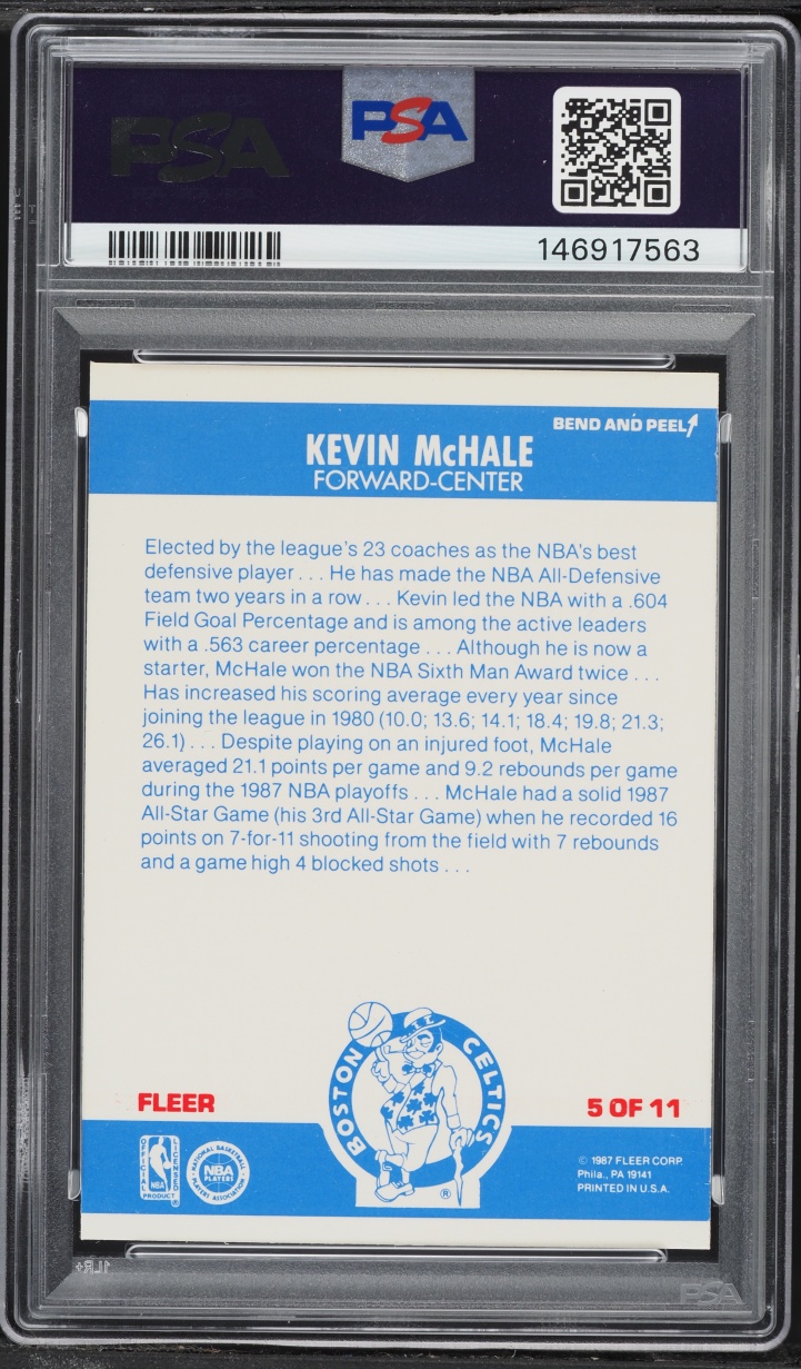 1987 Fleer Sticker Kevin McHale #5 PSA 8 NM-MT