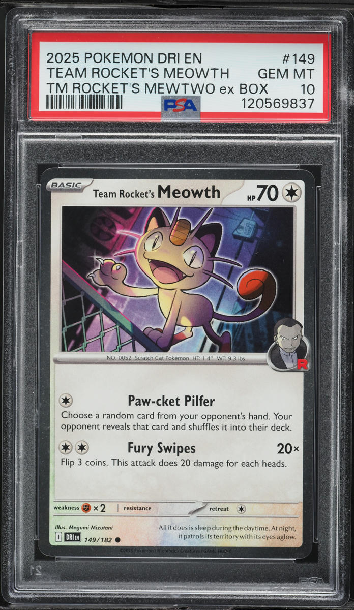 2025 Pokemon Scarlet & Violet Promo Destined Rivals Team Rocket's Meowth #149 PSA 10 GEM MINT