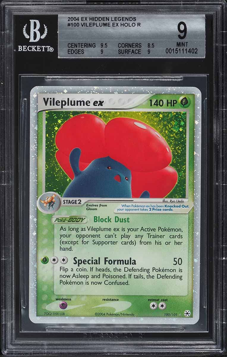 2004 Pokemon EX Hidden Legends Holo Vileplume EX #100 BGS 9 MINT