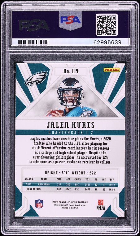 2020 Panini Phoenix Silver Jalen Hurts ROOKIE #114 PSA 10 GEM MINT