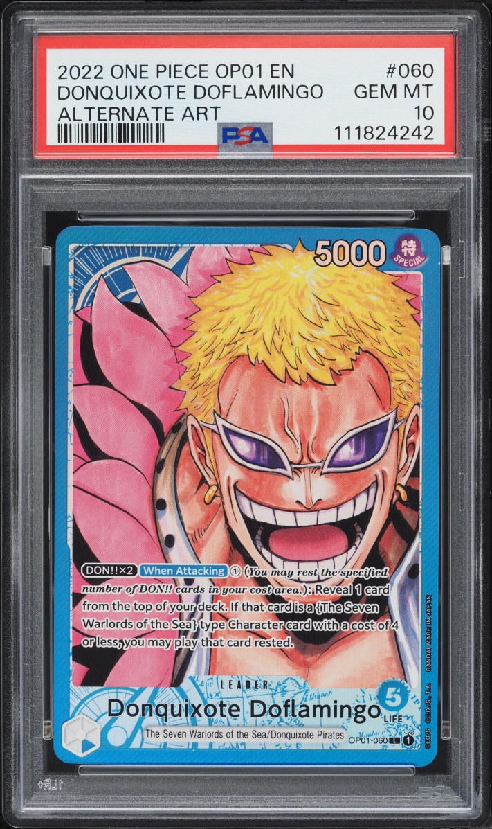 2022 One Piece Romance Dawn Alt Art Leader Donquixote Doflamingo #OP01-060 PSA 10 GEM MINT