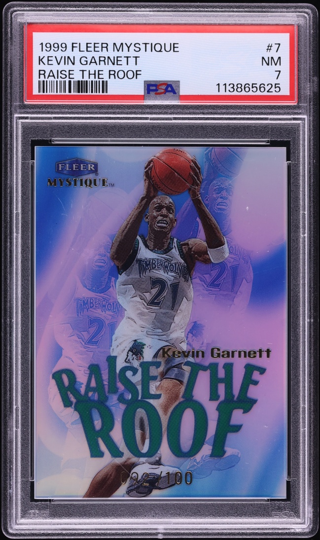 1999 Fleer Mystique Raise The Roof Kevin Garnett /100 #7 PSA 7 NRMT