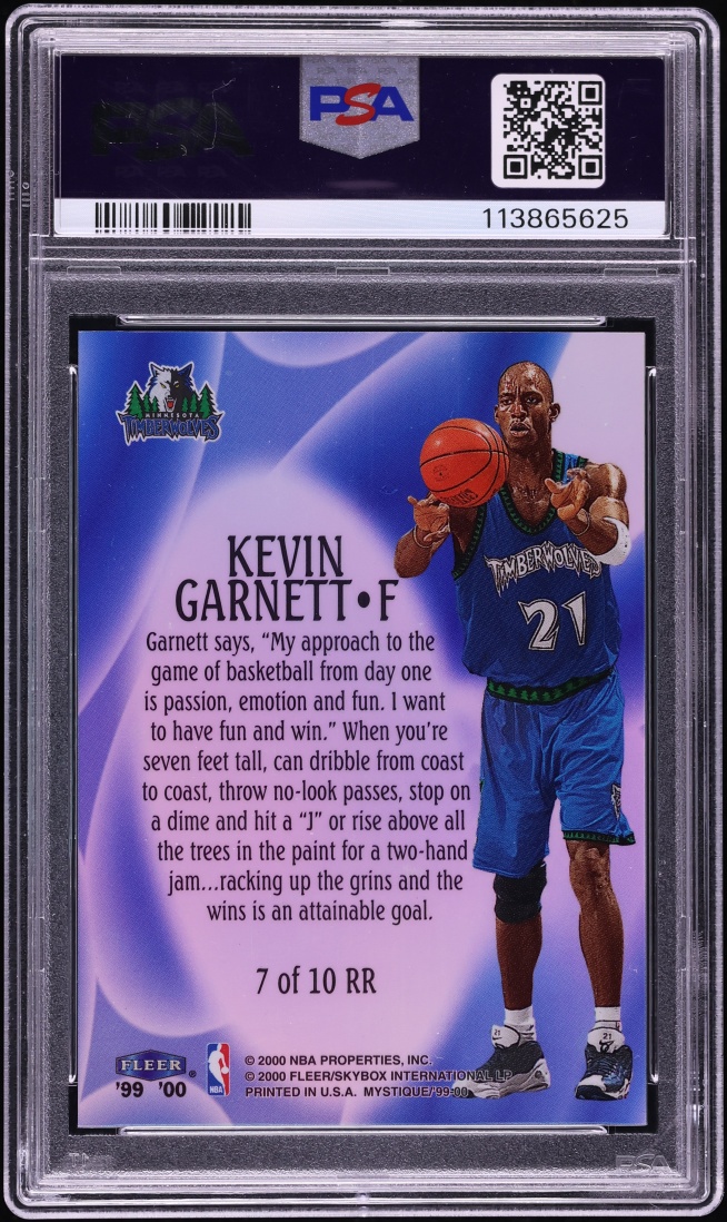 1999 Fleer Mystique Raise The Roof Kevin Garnett /100 #7 PSA 7 NRMT - Photo 2